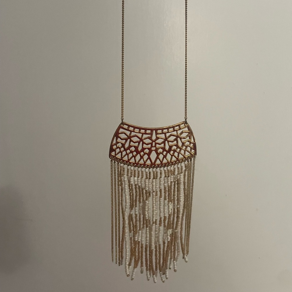 Stella & Dot White and Gold Beaded Necklace
